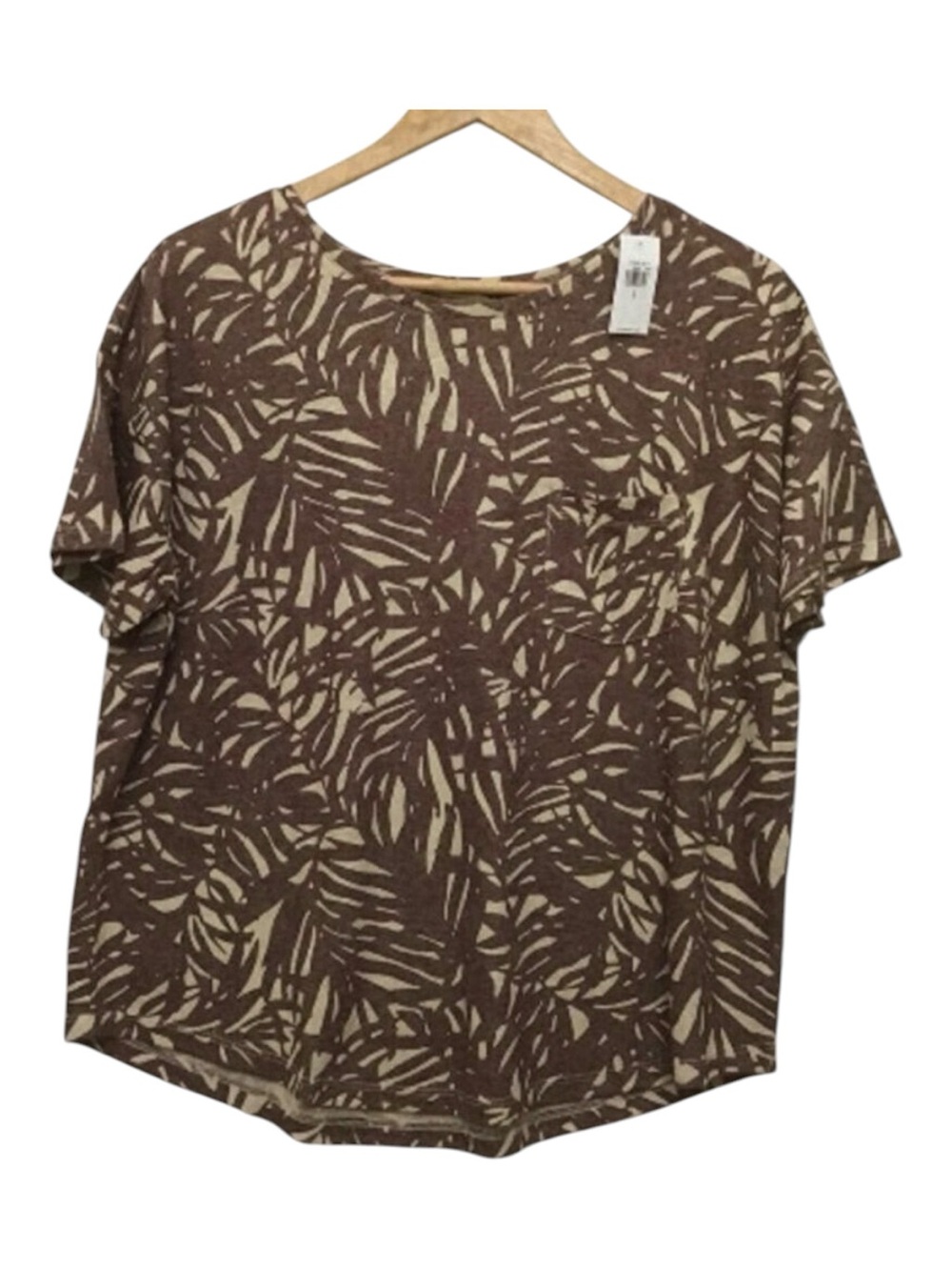 Nwt Old Navy t-shirt brown beige neutral pocket crop oversized top Large